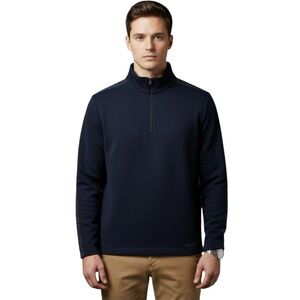 Michael Kors Mens 1/4 Zip Sweater Cotton Blend Pullover Navy Blue Size Medium